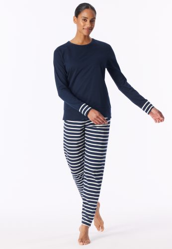 Schiesser, Schiesser Schlafanzug "Casual Essentials" 2 tlg. Baumwolle, Rundhalsausschnitt, langärmelig