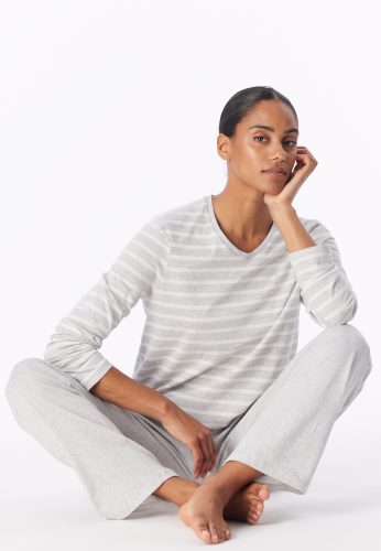 Schiesser, Schiesser Schlafanzug "Casual Essentials" 2 tlg. Baumwolle, V-Ausschnitt, langärmelig