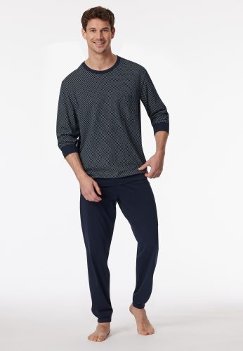 Schiesser, Schiesser -  Pyjama Schlafanzug  - Comfort Essentials, für Herren, Dunkelblau, Größe 56