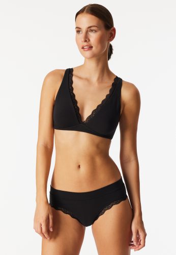 Schiesser, Schiesser Bügelloser BH "Unique Cotton" Spitzenband am Dekolleté, Baumwollmischung, gemoldete Cups
