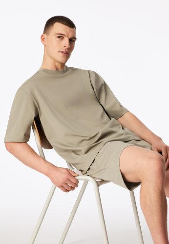 Schiesser, Schiesser Shorty "Modern Nightwear" 2 mit Rundhalsausschnitt und kurzem Arm, leichter Oversize-Fit