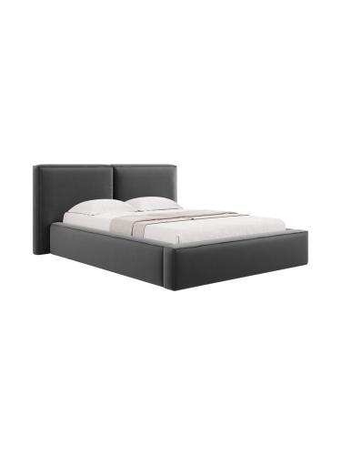 Design Polsterbett „Jodie“ mit Ablagefach - Samtbezug Grau Chosen by Bloomingloft