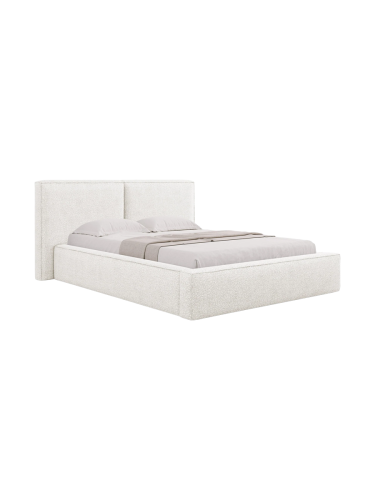 Design Polsterbett „Jodie“ mit Ablagefach - Bouclé Weiss Chosen by Bloomingloft