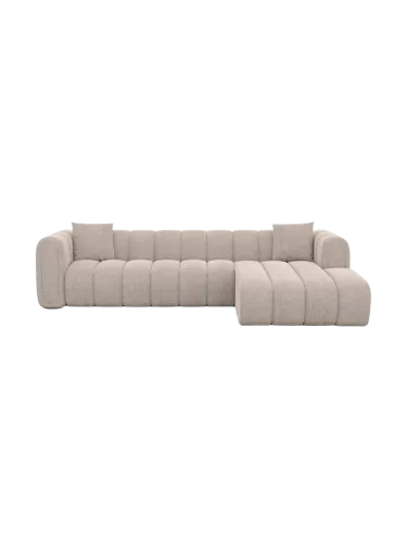 BLOOMINGLOFT Collection, 4-Sitzer Design Ecksofa „Zuma“ mit Strukturstoff-Bezug Strukturstoff Beige BLOOMINGLOFT Collection