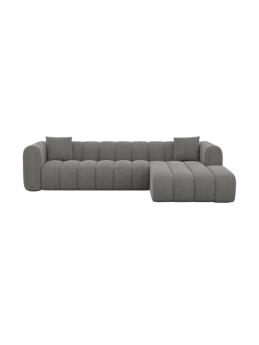 BLOOMINGLOFT Collection, 4-Sitzer Design Ecksofa „Zuma“ mit Strukturstoff-Bezug Strukturstoff Grau BLOOMINGLOFT Collection