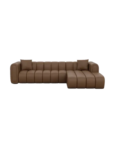 BLOOMINGLOFT Collection, 4-Sitzer Design Echtleder Ecksofa „Zuma“ Echtleder Choco Brown BLOOMINGLOFT Collection