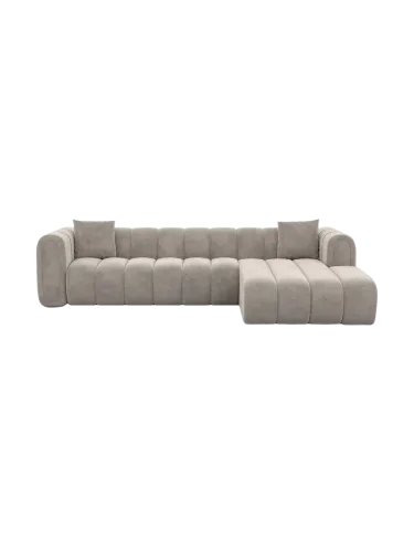 BLOOMINGLOFT Collection, 4-Sitzer Design Ecksofa „Zuma“ mit Samtbezug Samtbezug Sand BLOOMINGLOFT Collection