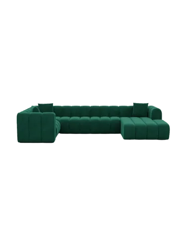 BLOOMINGLOFT Collection, 6-Sitzer Design Panorama-Sofa „Zuma“ mit Samtbezug Samtbezug Grün BLOOMINGLOFT Collection