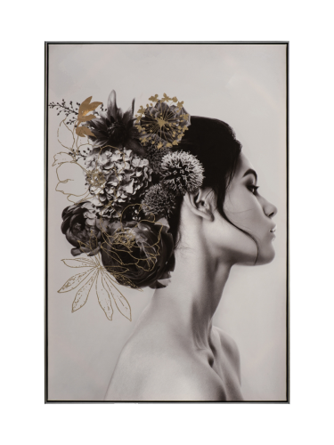 image LAND, image LAND Bild mit Rahmen Dame mit Schwarzem Haar und Blumen  | Schubiger Möbel