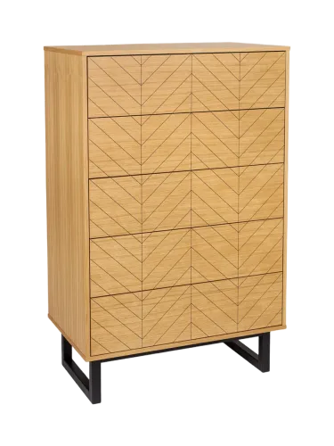 Design Kommode „Camden Herringbone“ Eiche Natural, Schwarz MR.WOOD