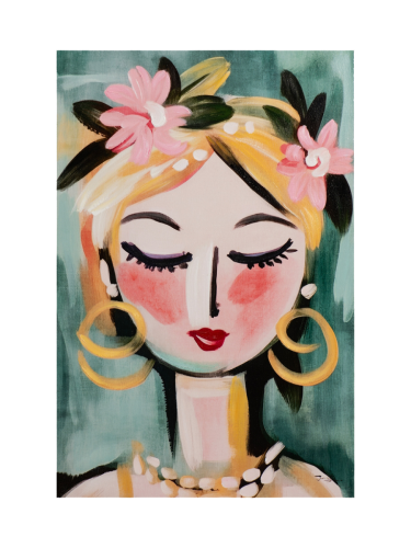 image LAND, image LAND Gemälde Naive Painting Green Girl  | Schubiger Möbel