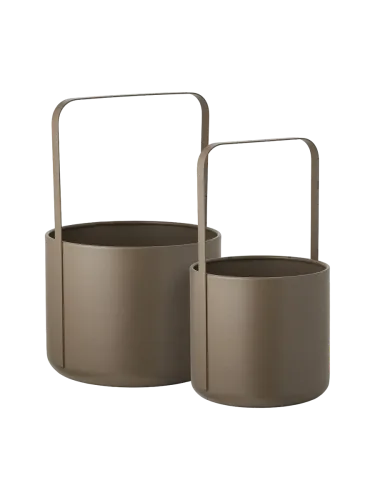House Nordic, Set 2 Töpfen FLOWER 24x38x24cm braun