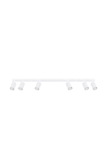 Sollux Lighting, Deckenstrahler Karbon, weiß, Länge 117 cm, Alu, 6-flg. Karbon SOLLUX LIGHTING, dimmbar, weiß / opal, für Wohn- / Esszimmer, Aluminium, Modern, Strahler
