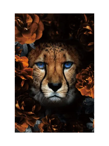 image LAND, image LAND Digitaldruck auf Glas Leopard mit Blumen  | Schubiger Möbel