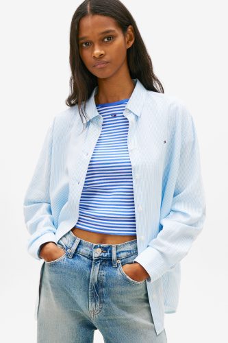 Tommy Jeans, Tommy Jeans Hemdbluse "TJW RLX LINEN SHIRT" mit zeitlosem Design, Leinen-Mix, Relaxed Fit