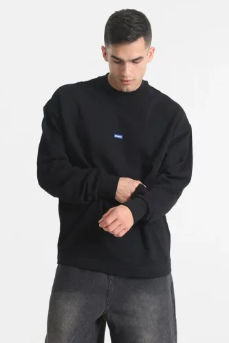 HUGO BLUE, HUGO Blue Sweatshirt "Nedro", Rundhalsausschnitt, Regular Fit, Logo-Patch