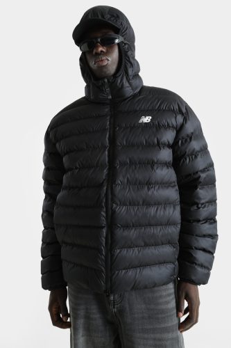 New Balance, New Balance Winterjacke "Puffer Jacket BLACK" mit Kapuze mit 2-Wege-Reissverschluss