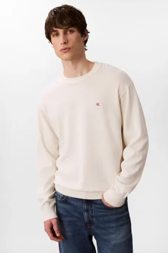 Calvin Klein Jeans, Calvin Klein Jeans Strickpullover "LS EZ COTTON CREWNK SWEATER 12GG" Mit Rundhalsausschnitt