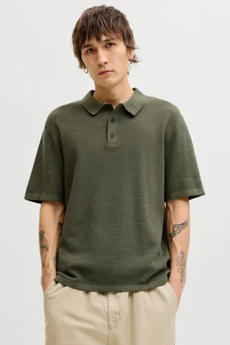 Jack & Jones, Jack & Jones Kurzarmpullover "JJEGEORGE KNIT POLO SS SN" mit Polo Kragen