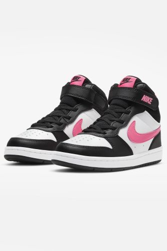 Nike Court Borough 2 Kids Sneaker - White + Black + Sunset Pulse EU34