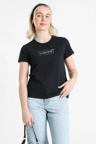 Levi's®, Levis Rundhalsshirt "THE PERFECT TEE" mit Logo im Metallic-Holo Print