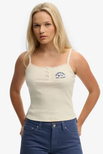 Superdry, Superdry Trägertop mit eckigem Ausschnitt, aus Baumwolle und Polyester, Regular Fit