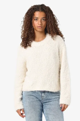 Noisy May NMSASSY Oversize Bouclé-Strickpullover - Eggnog L Damen