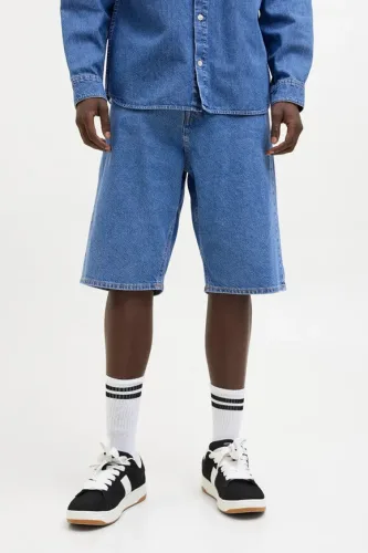 Jack & Jones Iron Extra Baggy Fit Jeans Bermudashorts - Blue Medium M Herren