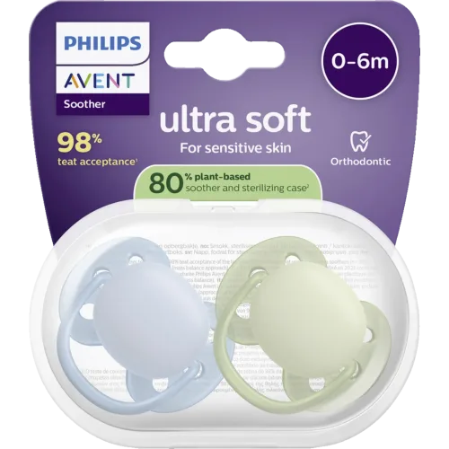 Philips, Philips Avent Schnuller Ultra Soft 0-6 Monate hellblau/grün/beige/rosa 2 Stk