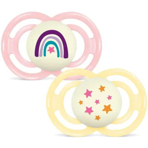 MAM Perfect Night Nuggi Silikon, 16-36 Monate, pink/gelb (2 Stk)