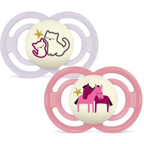MAM Perfect Night Nuggi Silikon 6-16 Monate, pink/lila (2 Stk)