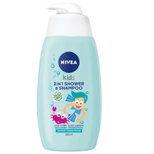 NIVEA Kids 2in1 Shower & Shampoo Apfelduft (500ml)