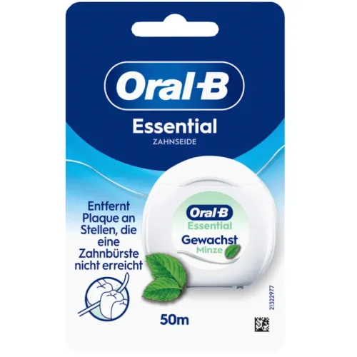 Oral-B - Essentialfloss Zahnseide Minze, Essentialfloss mint gewachst, 50m
