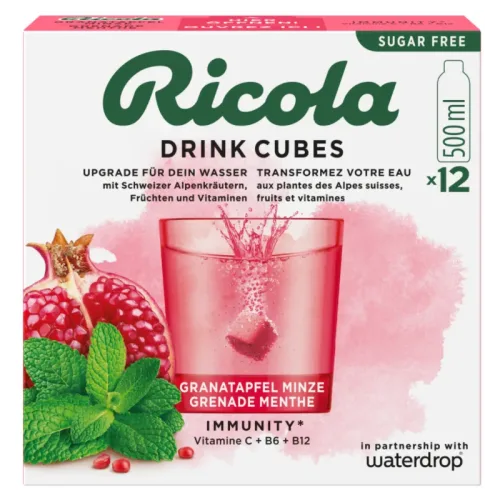waterdrop x Ricola Drink Cubes Granatapfel Minze (12 Stk)