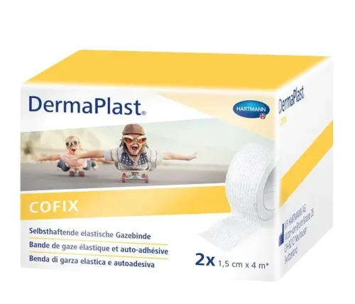 DermaPlast COFIX Selbsthaftende Gazebinde, 1,5cmx4m, weiss (2 Stk)