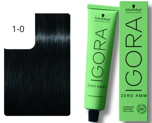 Schwarzkopf Professional, Schwarzkopf Professional Igora Zero Amm 1-0 Black 60ml