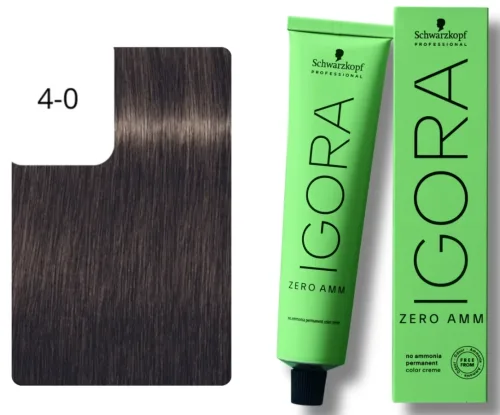 Schwarzkopf Professional, Schwarzkopf Professional Igora Zero Amm 4-0 Medium Brown 60ml