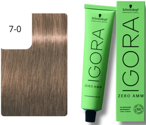 Schwarzkopf Professional, Schwarzkopf Professional Igora Zero Amm 7-0 Medium Blonde 60ml
