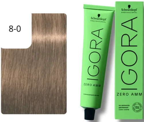 Schwarzkopf Professional, Schwarzkopf Professional Igora Zero Amm 8-0 Light Blonde 60ml