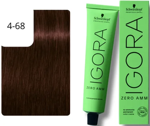 Schwarzkopf Professional, Schwarzkopf Professional Igora Zero Amm 4-68 Medium Brown Chocolate Red 60ml