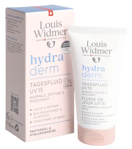 Louis Widmer, Louis Widmer - hydraderm Tagesfluid UV 15 ohne Parfum, 50 ml