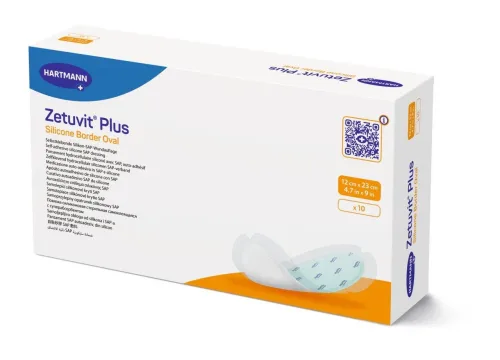 PDM to be maintained, Zetuvit® Plus Silikonrand steril, Einzelverpackung 12 x 23 cm oval