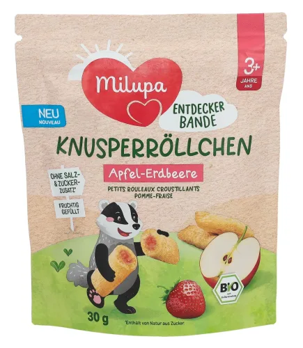 Milupa, Milupa Bio Knusperröllchen Apfel Erdbeere 3+ 30 g
