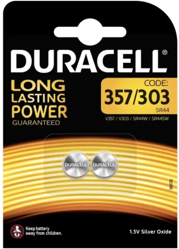 DURACELL, DURACELL Silberoxid-Knopfzellen 357 / 303 / SR44 / 1,5V (2 Stk)