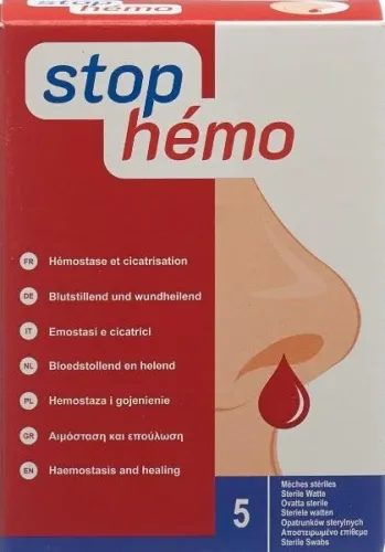 stop hémo blutstillende Watte steril (5 Stk)