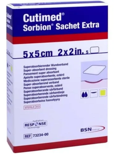 Cutimed Sorbion Sachet Extra 5x5cm (5 Stk)