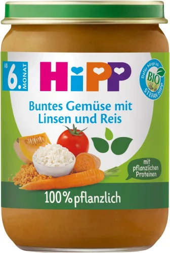 Hipp, HiPP - Buntes Bio-Gemüse mit Linsen und Reis ab 6 Monaten