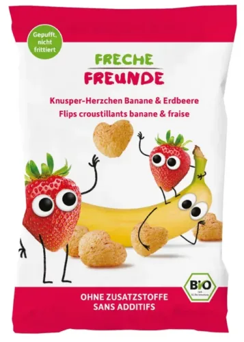 FRECHE FREUNDE Knabberspass Knusper-Herzchen Banane & Erdbeere (30g )