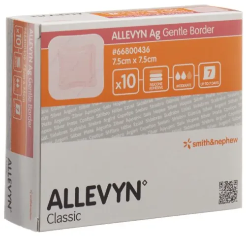 ALLEVYN Ag Gentle Border Wundverband, 7.5x7.5cm (10 Stk)