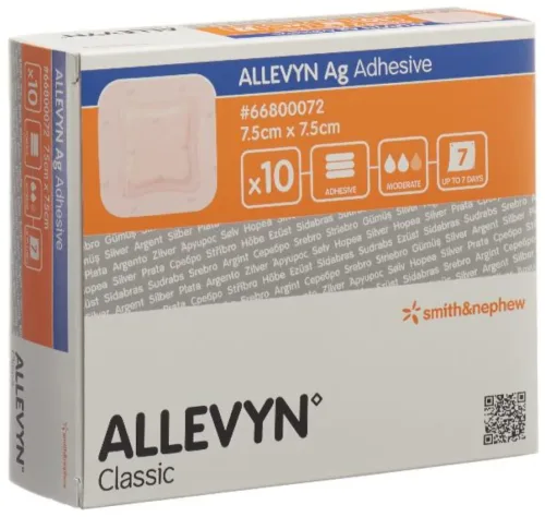 ALLEVYN Ag Adhesive Wundkompressen, 7.5x7.5cm (10 Stk)